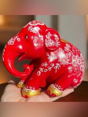 Red Happiness Elephant Parade Asian Elephant Fundraising Figurine